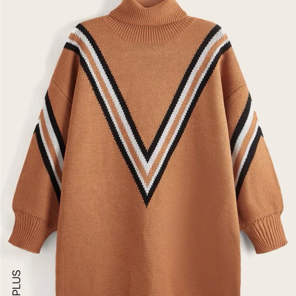 Turtle neck drop shoulder sweater dress/tunic
